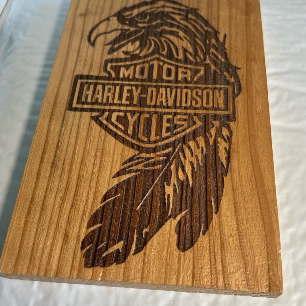 Harley-Davidson Brown Wooden Plaque with Eagle